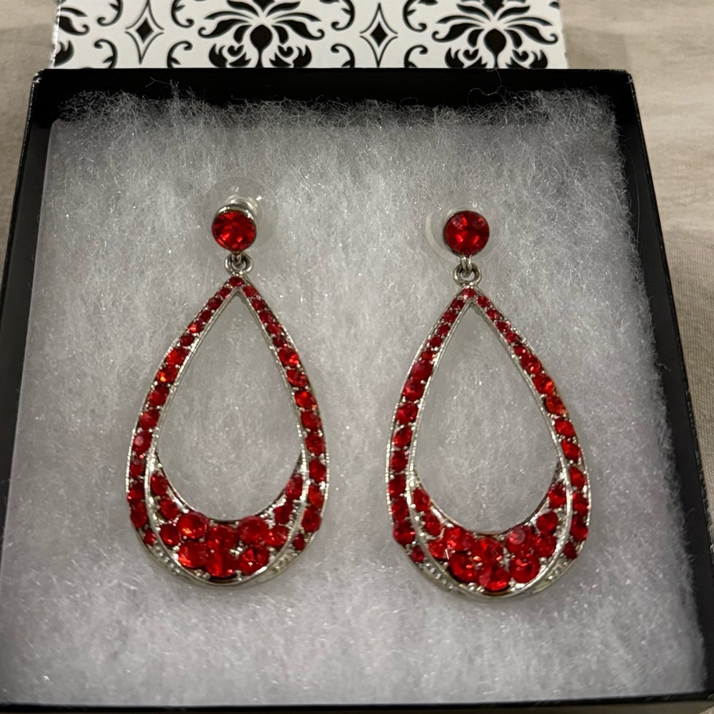 Red and Silver Formal Earrings